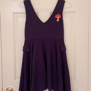 Dark blue v neck mini dress